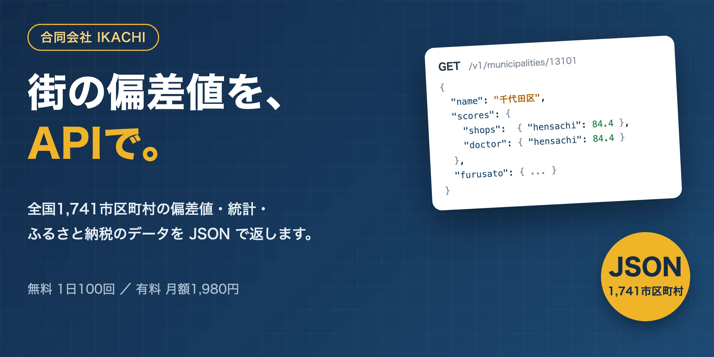 街の偏差値API - 全国1,741市区町村の偏差値・統計・ふるさと納税のデータをJSONで返すAPI